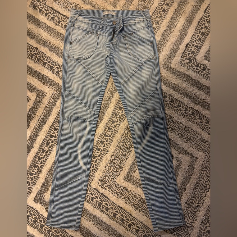 Free people railroad striped skinny jeans